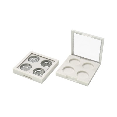 Hot sale empty plastic 4 color eyeshadow case cosmetic packaging box with transparent window square 4 color inside eyeshadow