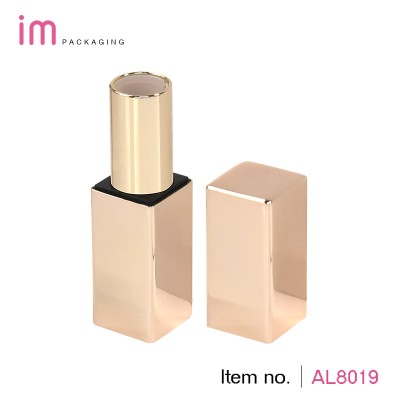 Wholesale aluminum OEM empty container metal lipstick tube square shape magnet lipstick tube