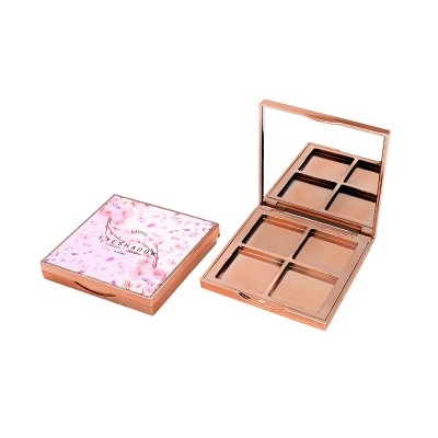 Empty plastic hot sale square shape four color eyeshadow case cosmetic make up packaging