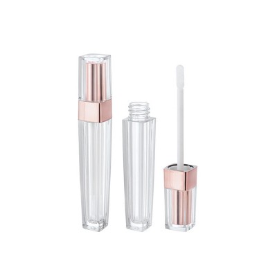 2019 hot sale square empty plastic transparent lipgloss bottle uniquelipglosstubecontainerwith brush