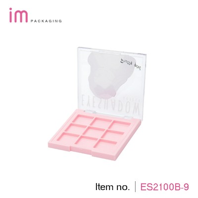 New mould wholesale elegant design nine color square eyeshadow case tranparent cap 3d printing logo