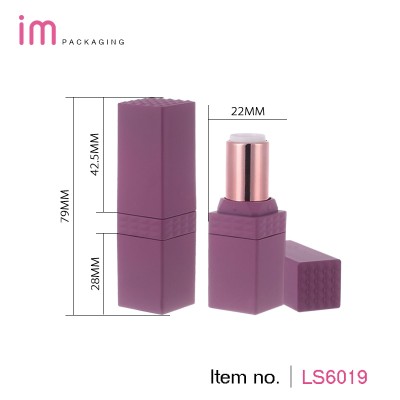 Competitive price 12.1 mm shell matte finished purple color rose golden part container tube lipstick