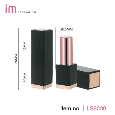 Wholesale Top Selling Custom logo high-end empty rose gold luxury matt black square magnet lipstick case / tube / container