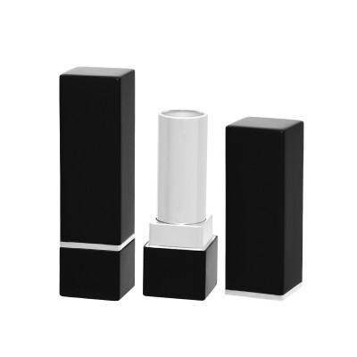 Wholesale Top Selling Custom logo  empty rblack square aluminum lipstick case / tube / container