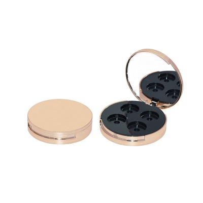 Hot sell stock item black round skylight face pressed powder case compact case  eyelash case